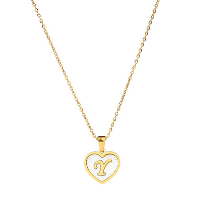 Titanium steel heart-shaped 26 English letter necklace