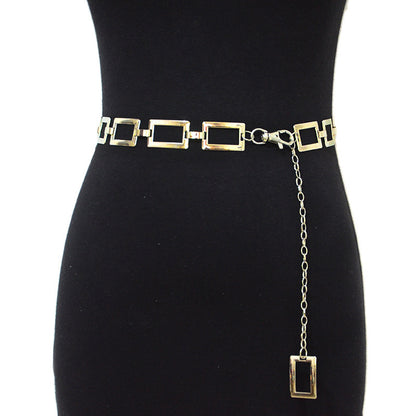 Silver Square Buckle Textured Belt
