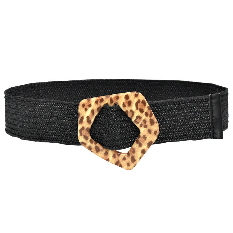 Round Braided Resin Buckle Ladies Belt