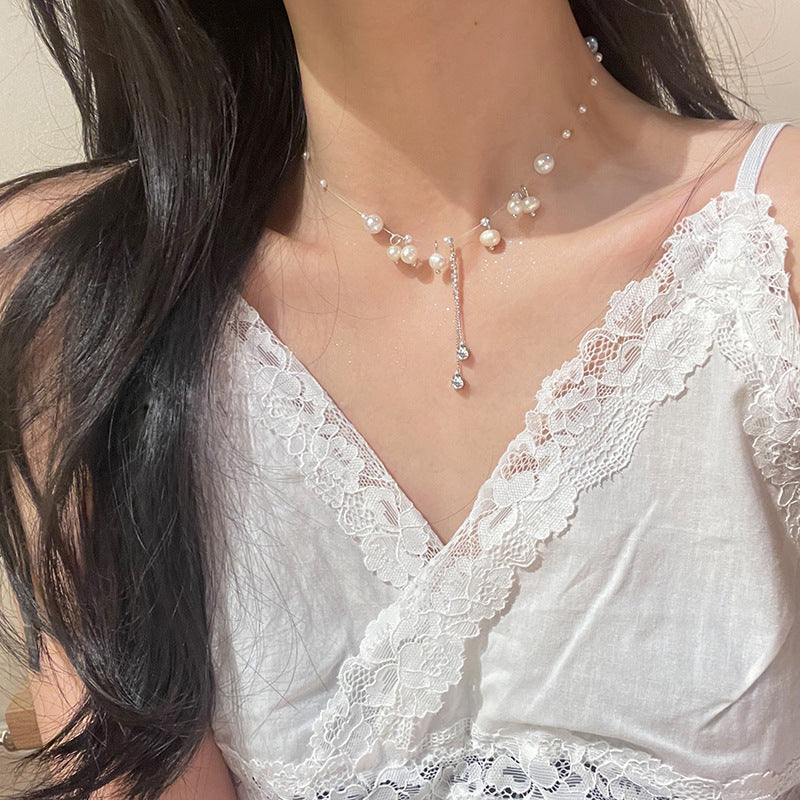 Imitation Pearl Collarbone Chain