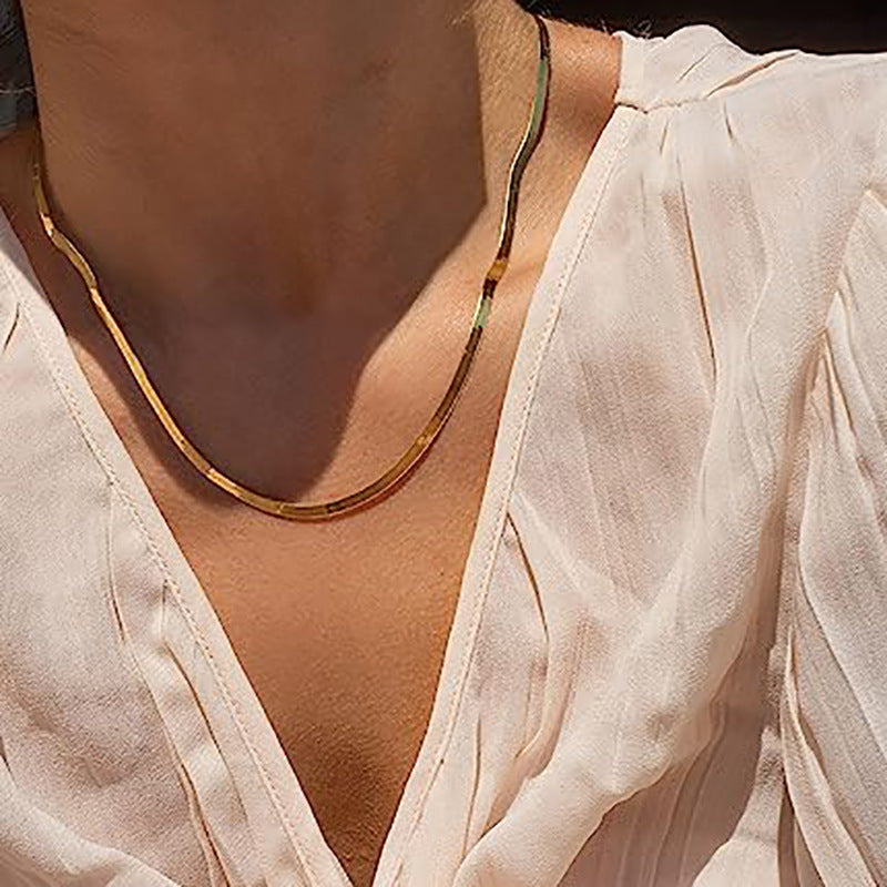 Flat Snake Chain Choker Necklace