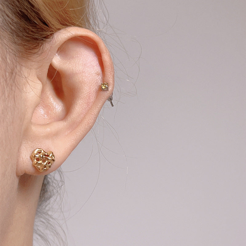 Braided love titanium steel stud earrings