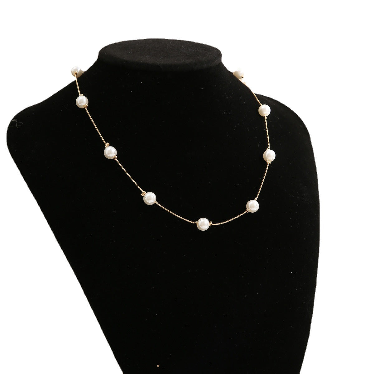 Pearl Collarbone Necklace & Earrings Set
