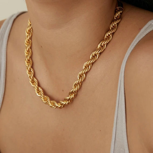 8mm Thick Twisted Rope Chain Necklace