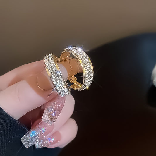 Sparkling Stud Hoop Earrings