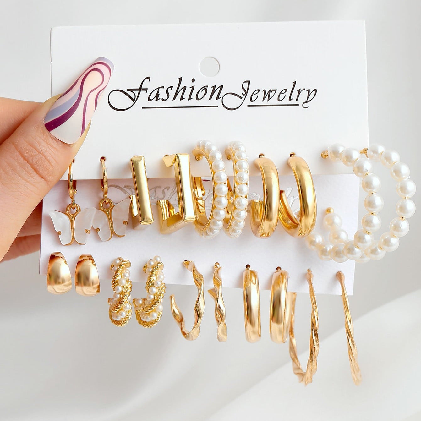 Twist Metal Earring Set (6 Pairs)