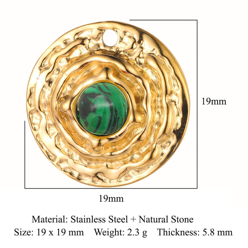 Sun ruby turquoise stainless steel pendant