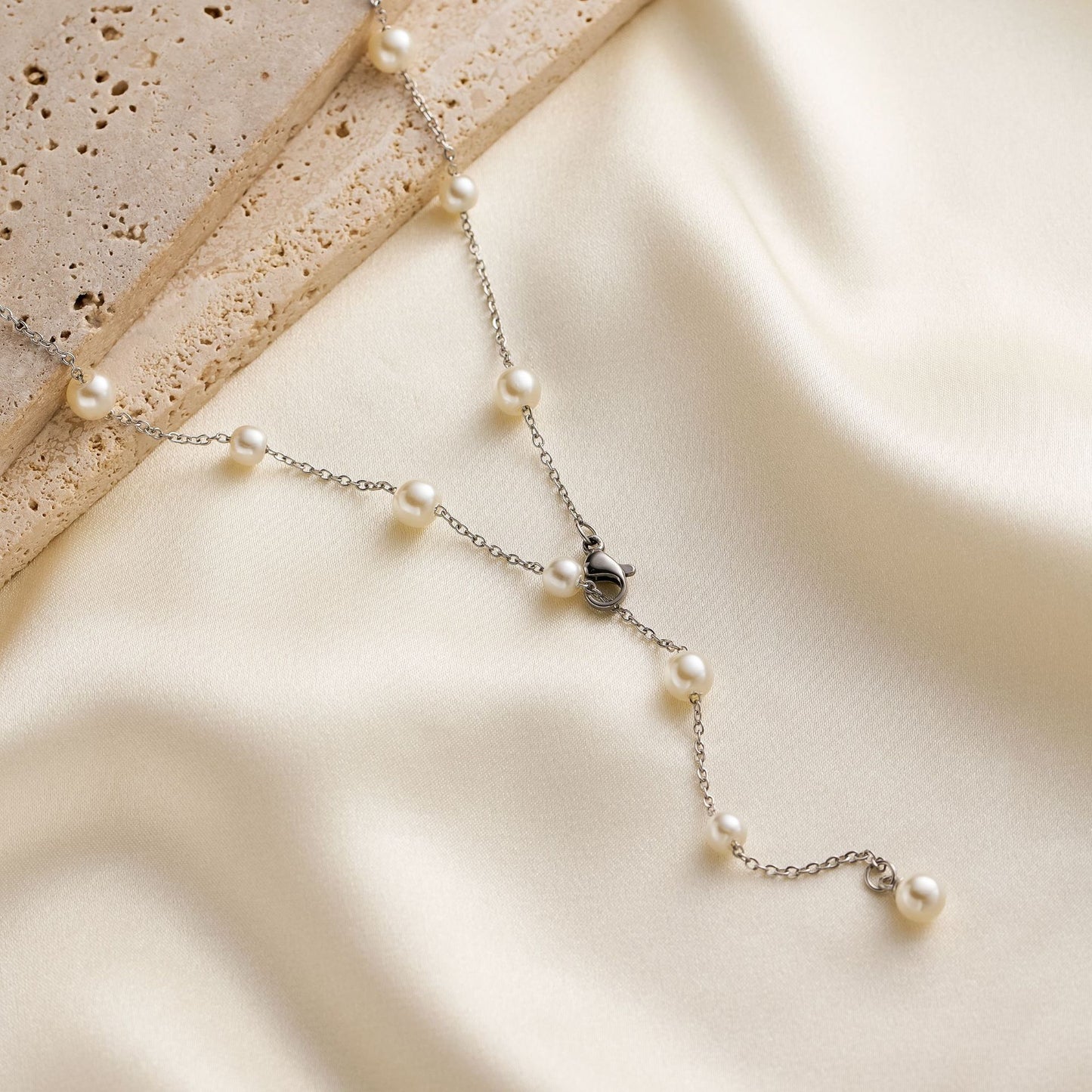 Titanium Steel Gypsy Star Pearl Necklace for Women