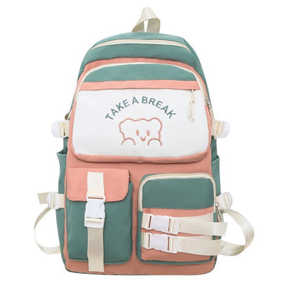 Contrasting color backpack travel backpack