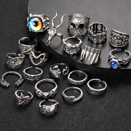 Skull Spider Punk Ring Set (20-piece)