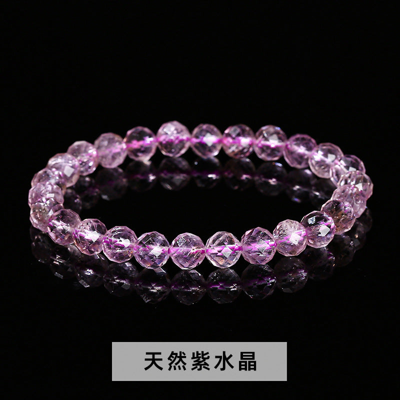 7A Natural Ice Transparent Purple Jade Bracelet