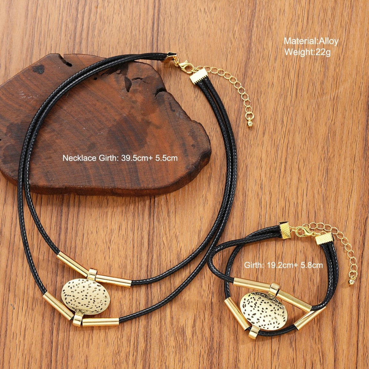 Ethnic Double-Layer Necklace & Bracelet Set