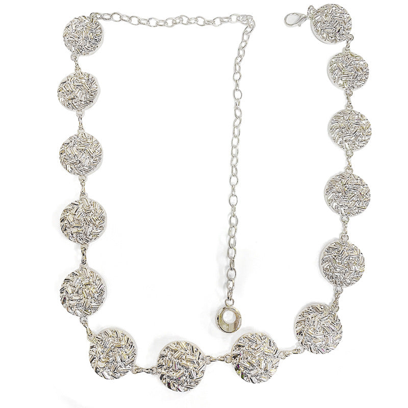 Carved geometric retro waist chain