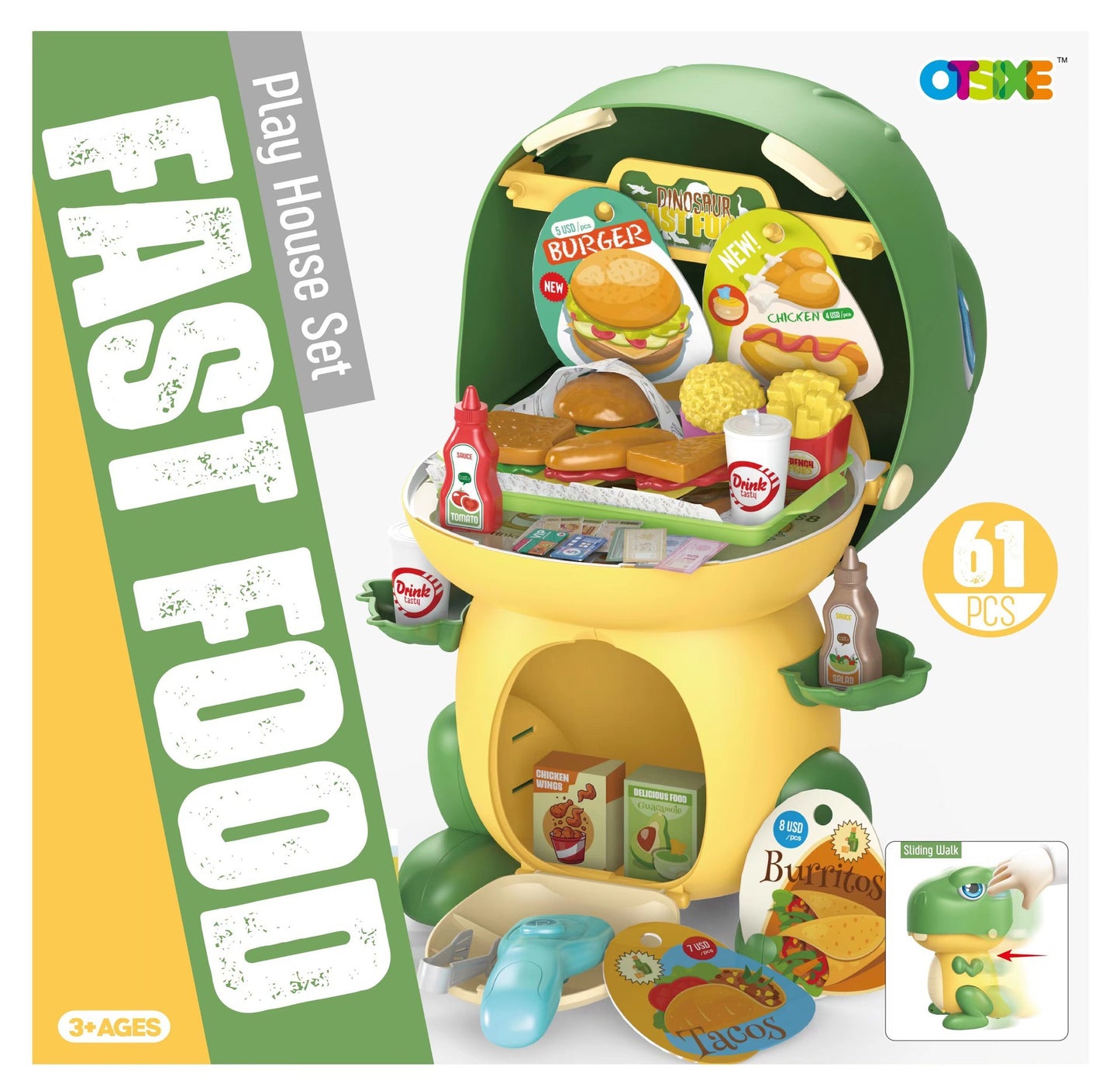 Children's Pretend Play Kitchen Toy Set: Girls' Cooking Rice Cooking Kitchen Utensil Tableware Dinosaur Storage Set