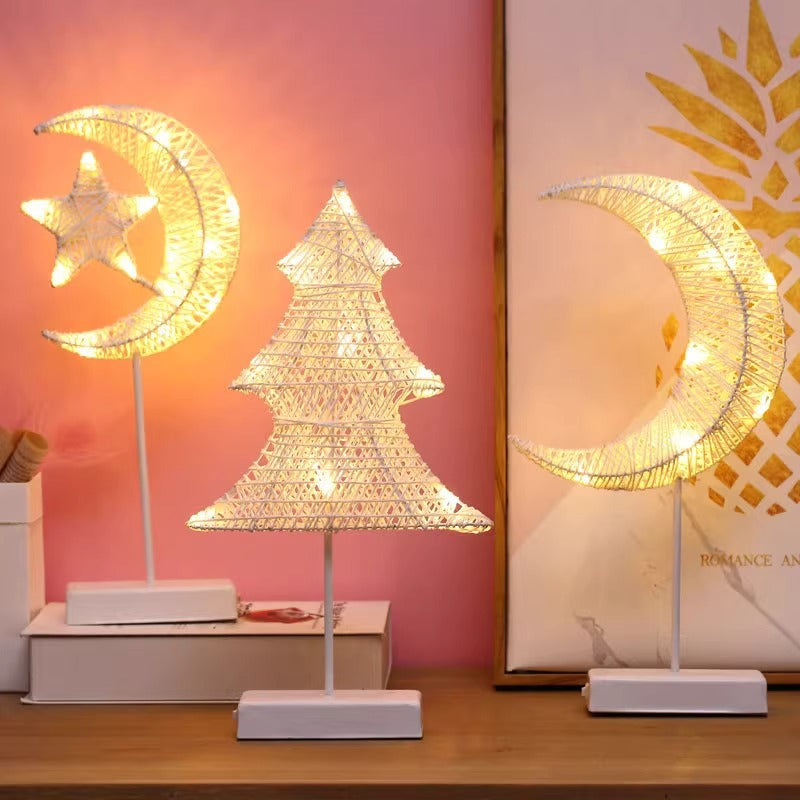Heart Moon Table Lamp LED Night Light Pentagram Table Lamp
