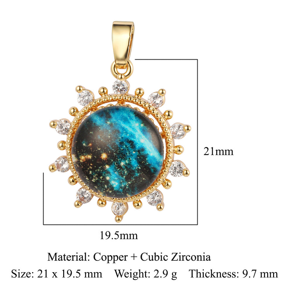 Star Universe Planet Copper Zircon Pendant