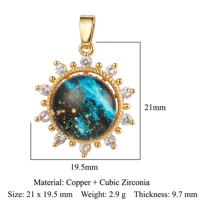 Star Universe Planet Copper Zircon Pendant