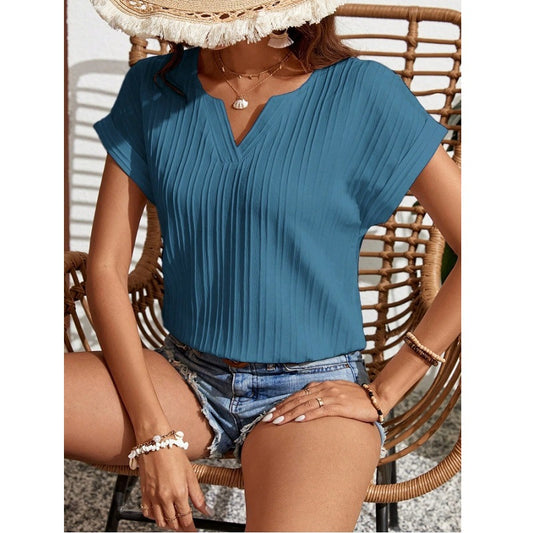 V-Neck Bat Sleeve Casual Top