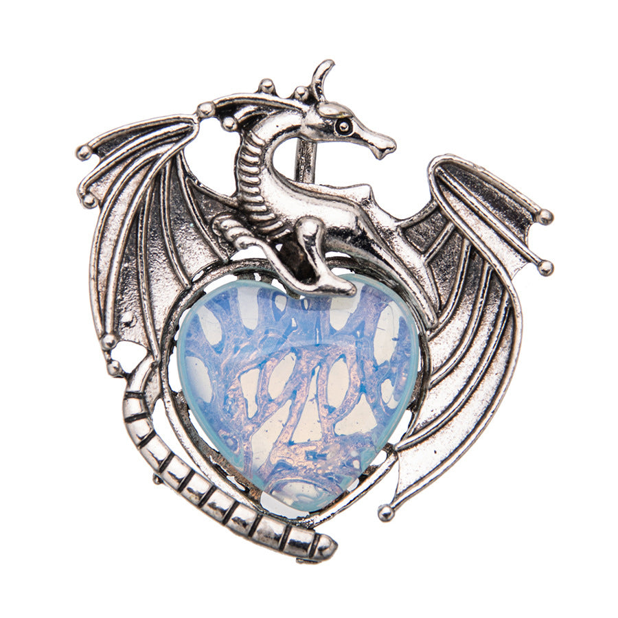 Colgante de cristal en forma de corazón de pterosaurio de dragón volador vintage 