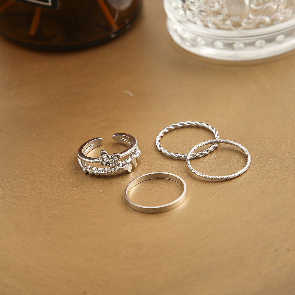 Butterfly Spiral Four-Piece Ring