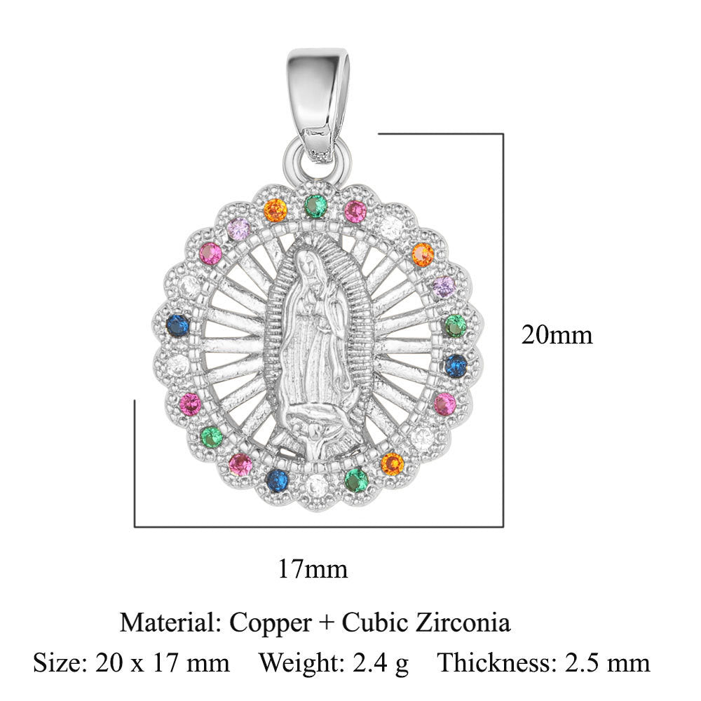 Color zirconium copper micro-inlaid zircon necklace pendant
