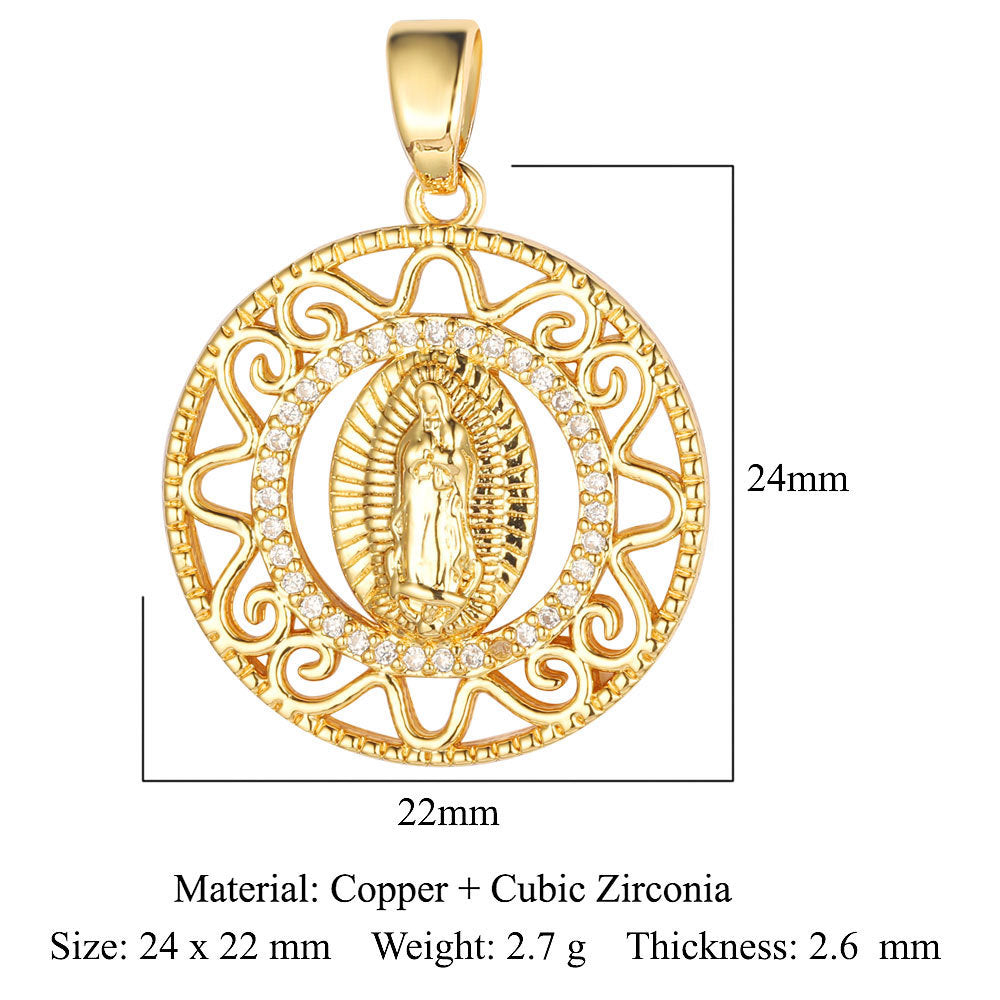 Color zirconium copper micro-inlaid zircon necklace pendant