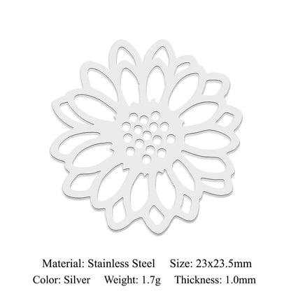 5 pcs/pack, mushroom flower titanium steel pendant.