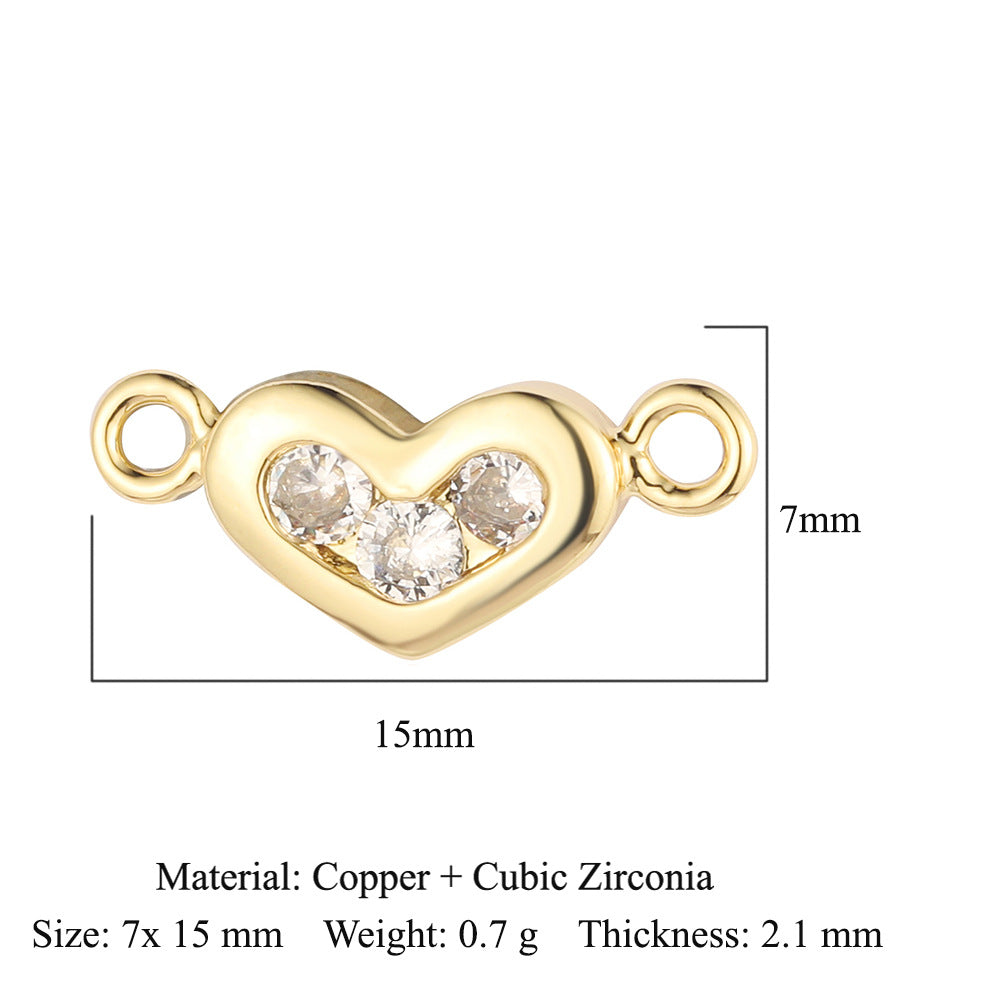 Bead butterfly copper zircon double hole accessories family pendant