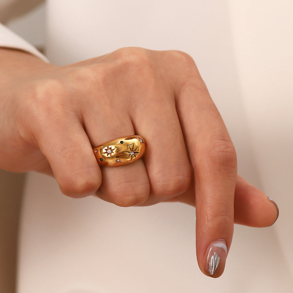 Six-pointed star zircon ring