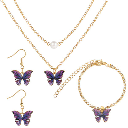 Pin Butterfly Pendant Jewelry Set 3 Pieces