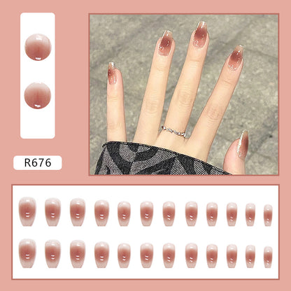 Red Brown Blush Gold Nails