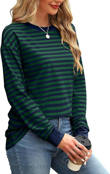 Striped long-sleeved top