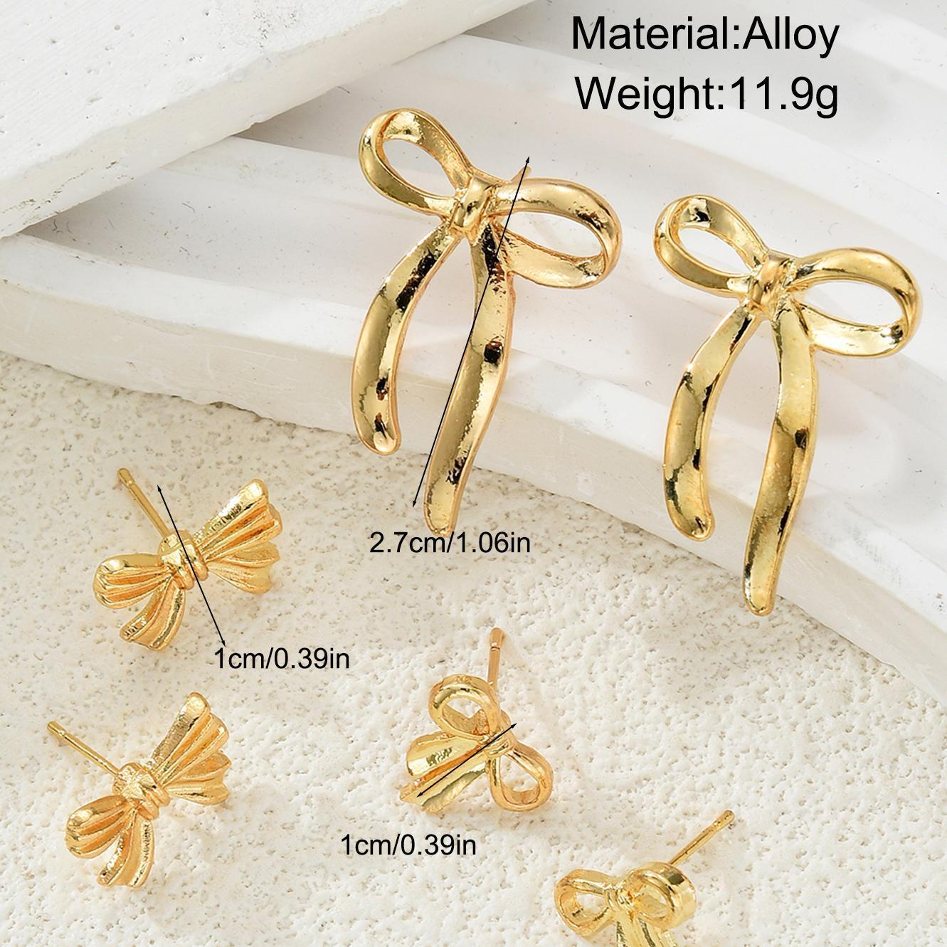 Alloy Bow Stud Earring Set