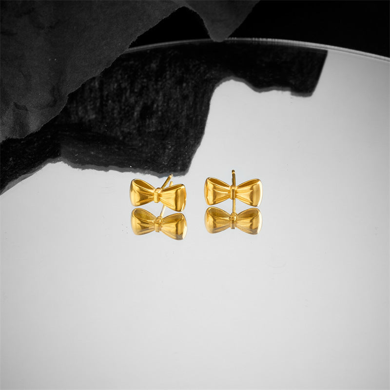 Women's Bow Titanium Steel Stud Earrings — Small Trendy
