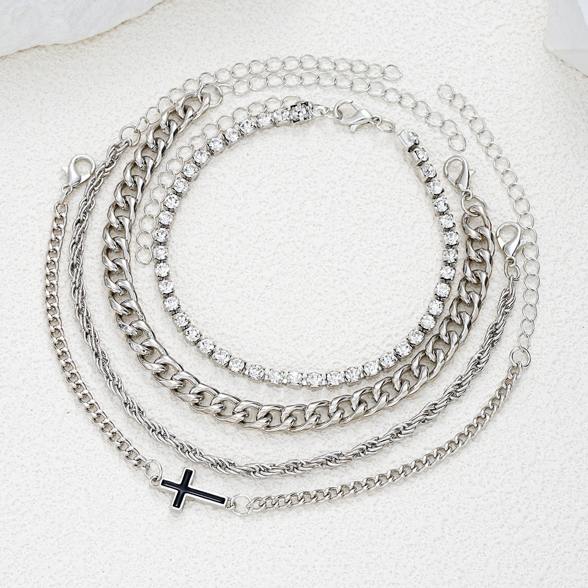 Zircon Cross Bracelet Set