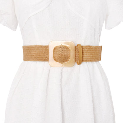 Grass braided women's belt elastic