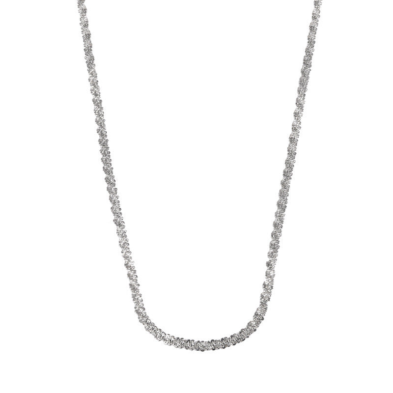 Women's Titanium Steel Sparkling Silver Collarbone Necklace (Non-Fading)