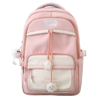 Contrast color school bag. Large capacity nylon casual