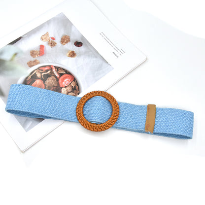 Cotton and linen elastic woven elastic belt