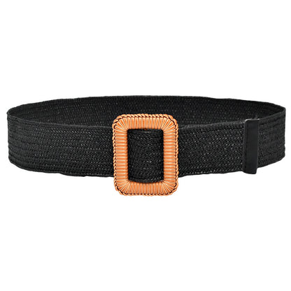 Simple woven wooden round buckle belt