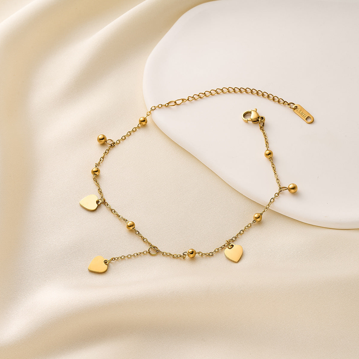 Titanium Steel Heart Charm Bracelet