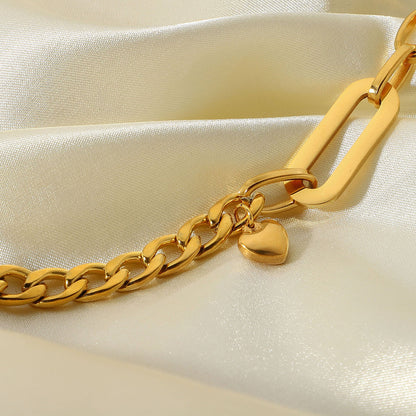Pulsera con hebilla OT y colgante de corazón pequeño 