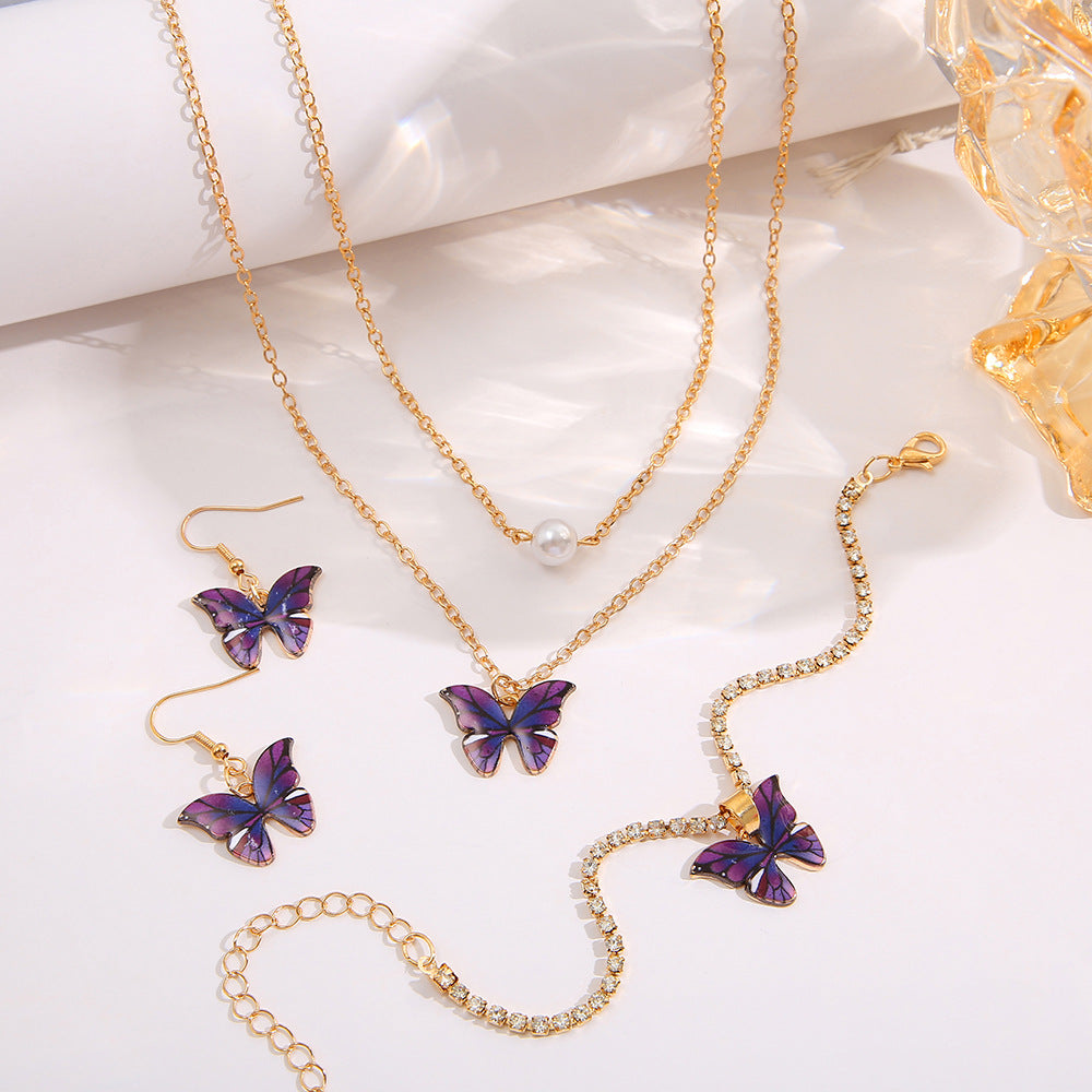 Oil Drop Butterfly Jewelry Set