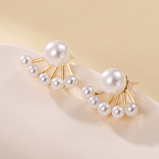 Pendientes de plata S925 con personalidad de perla y aguja