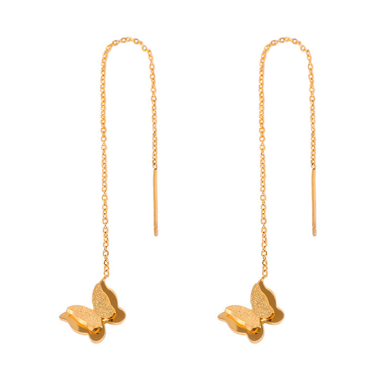 Matte Butterfly Titanium-Steel Earrings — 18K Gold Plated, Hypoallergenic Sleep-Friendly