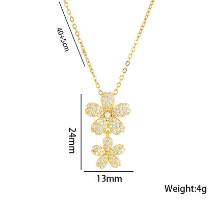 Chic Pearl Fringe Stainless Steel Necklace with Zircon Pendant