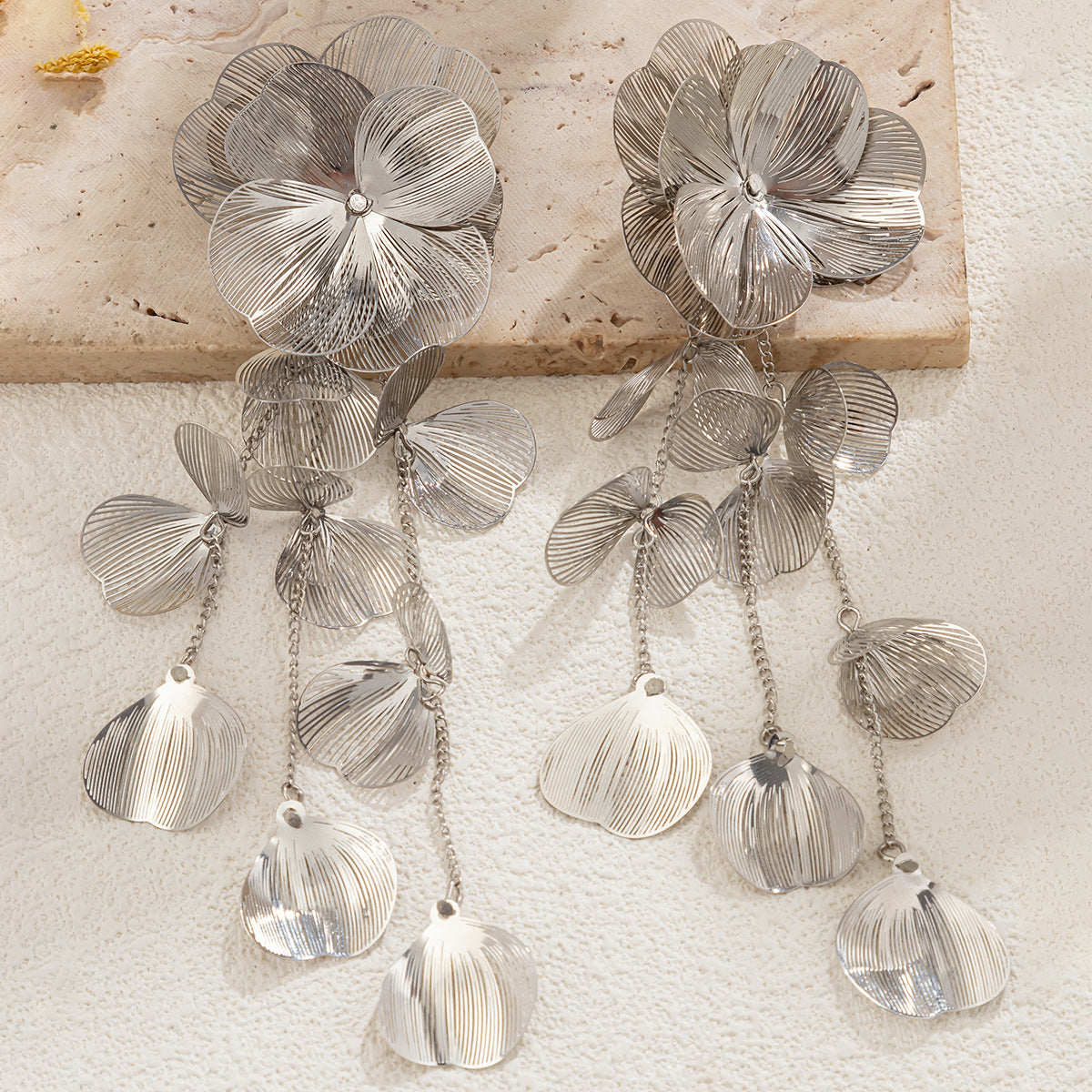 Fringed petal earrings