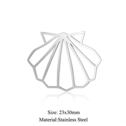 5 pcs/titanium steel large pendant flower diamond conch