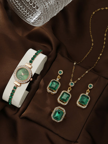 Bracelet Watch Peacock Water Drop Women's Jewelry Set