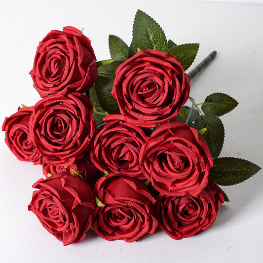 Ramo de novia de flores de simulación de 10 rosas 